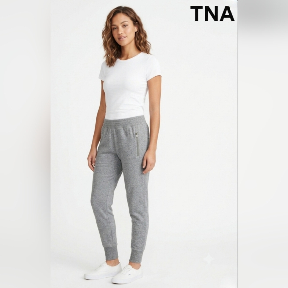 ✨️Aritzia TNA Grey Slim Joggers Sweatpants with Zipper Pockets | size S 🩶